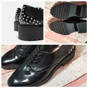 Zara Mens Shoes Black with Studs Size 39 EU 8 USA